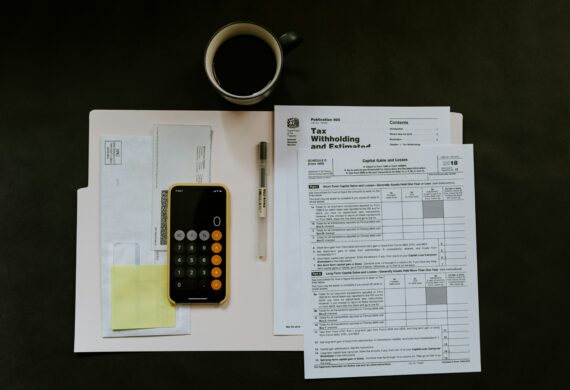 tax document and calculator