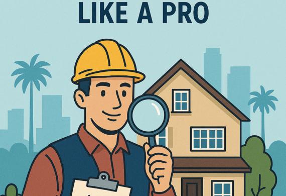 inspector in front of house