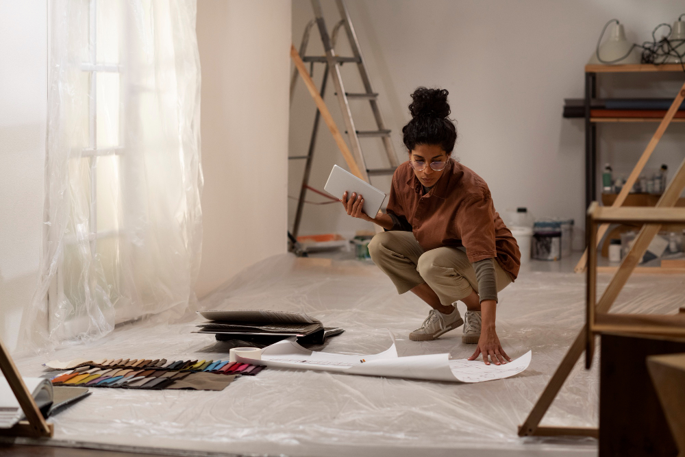 person renovating house