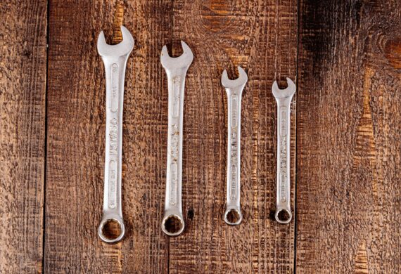 four wrenches in a line