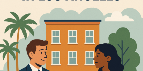 tenant and agent shaking hands in front of building